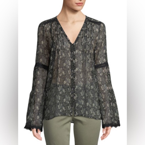 NWOT Paige Silk Floral Sheer Blouse - Picture 1 of 8